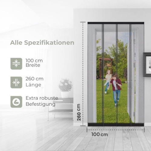 O'DADDY® - Fliegengitter Lamellenvorhang - Verstellbares Design - Fiberglas - 100x260 cm - Schwarz