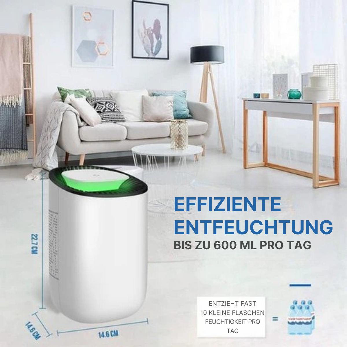 Strex Luftentfeuchter - Extrem leise - 600ml/Tag - Geeignet für Haus/Schlafzimmer & Büro - Weiß