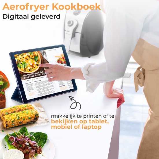 Happy Goods Heißluftfritteuse XL Zubehör - geeignet für Airfryer Zubehör - ⌀ 20 CM - Backpapier - Silikon Backblech - Backform Rund - Muffin Backformen - Inkl. Kochbuch