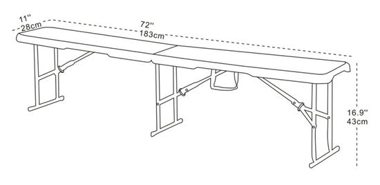 AXI Elba Klappbare Bierbank – Weiß – 183 cm – Zusammenklappbar – Mit Griffen – Perfekt zum Mitnehmen – Stahlrahmen & HDPE-Kunststoff – Bis zu 320 kg – Tragbar & platzsparend