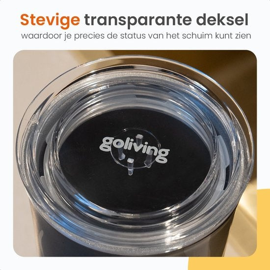 Goliving - Milchaufschäumer elektrisch - 4-in-1 - Heißes und kaltes Aufschäumen - Antihaftbeschichtung - 240 ml - Schwarz