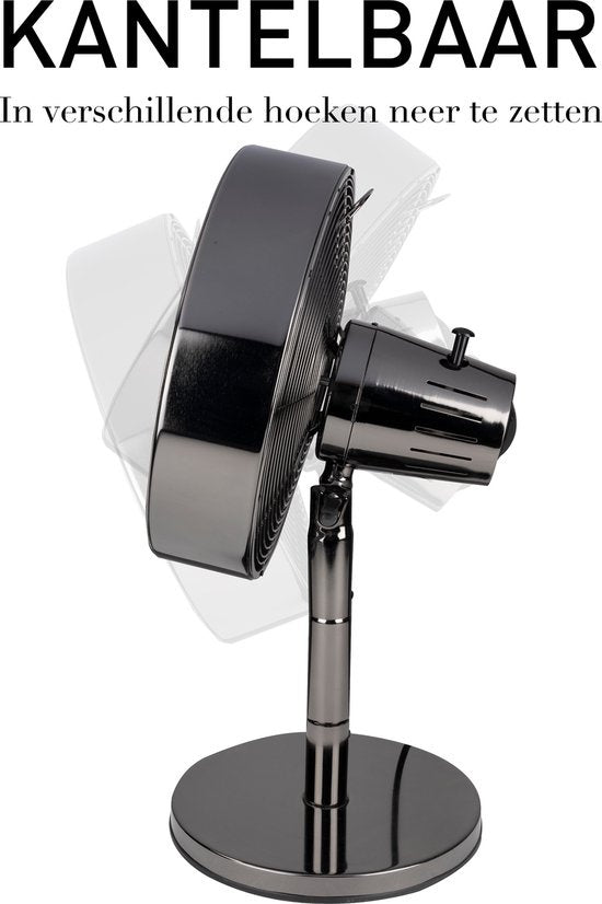 Lifetime Air Tischventilator - 230V - Tischventilator 30CM - 3 Geschwindigkeiten - Oszillationsfunktion - Neigbar - Schwarz