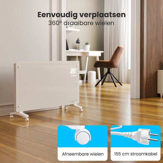 Auronic Electric Heater - Konvektorheizung mit Thermostat und Fernbedienung - Flächenheizung - bis zu 30 m² - 2500W Heizleistung - Weiß
