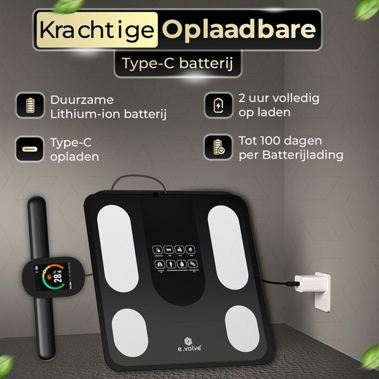 e.volve premium Personenwaage Digital Schwarz