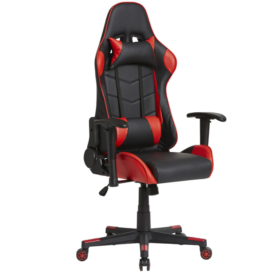 Büro-Gaming-Stuhl Rot - Kunstleder - Verstellbarer Winkel und Höhe -