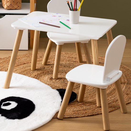 Atmosphera Kinder-Set Zeichentisch/Kindertisch + Kinderstühle – 58 x 38 x 43 cm – Weiß