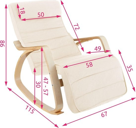 tectake - Schaukelstuhl Onda Sessel - beige - 403527