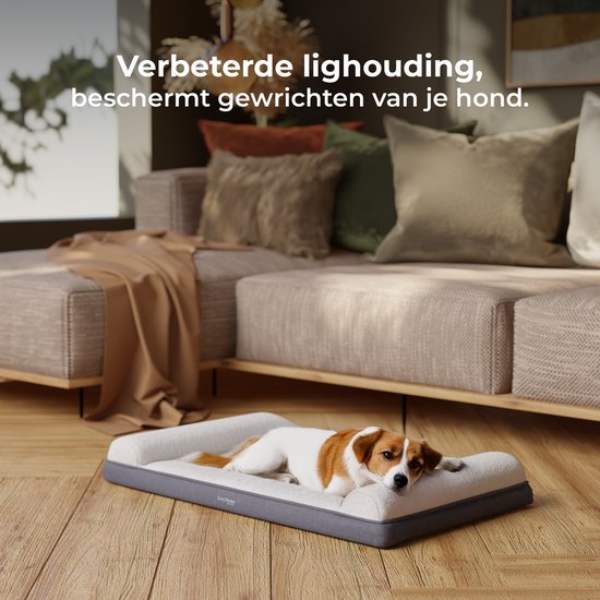 CozySense® Orthopädisches Hundekissen 100 X 70 cm - Größe XL - Wasserdicht - Geeignet als Sitzkissen & Hundebett - Waschbarer Bezug - Weiß