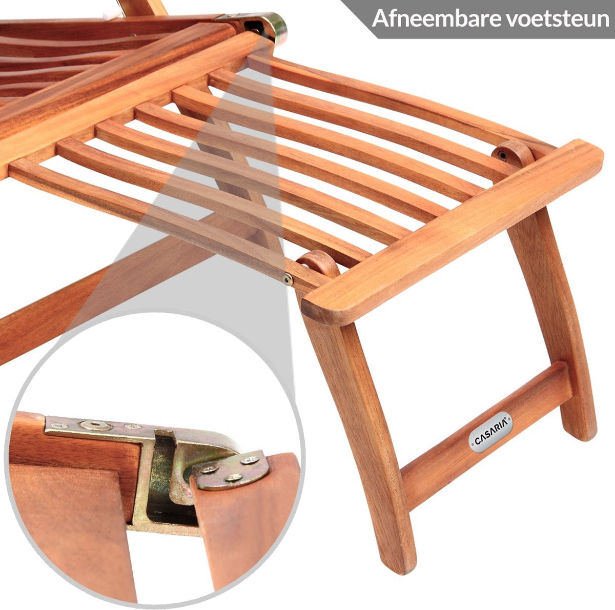 Casaria Sonnenliege "Queen Mary" Akazienholz - 196x54x95cm - Braun