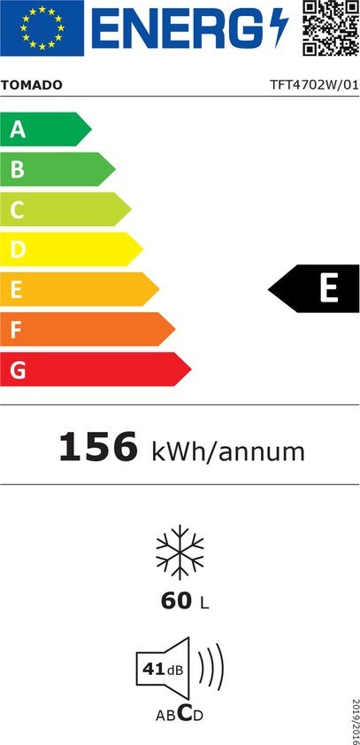 Tomado TFT4702W - Tischgefrierschrank - 60 Liter - 3 Gefrierschubladen - Energielabel E - Weiß