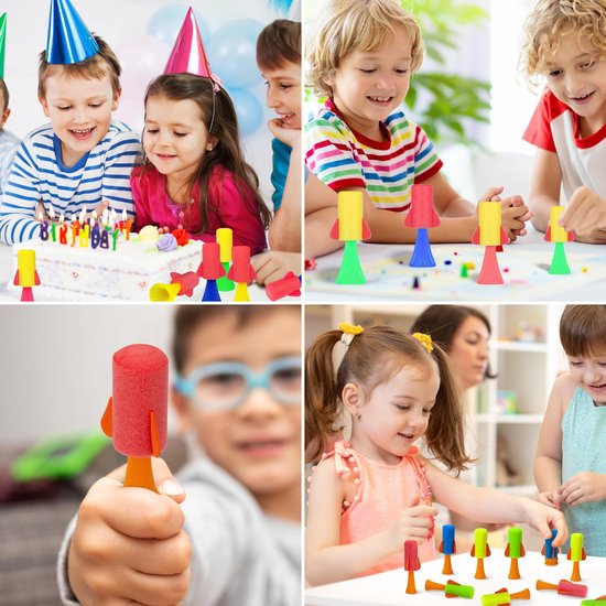Partizzle 24x Jumping Rockets - Hüpfende Weltraumraketen - Geschenke zum Verschenken - Grabbelton Treat Gifts - Für Kinder & Kleinkinder - Schaumstoff