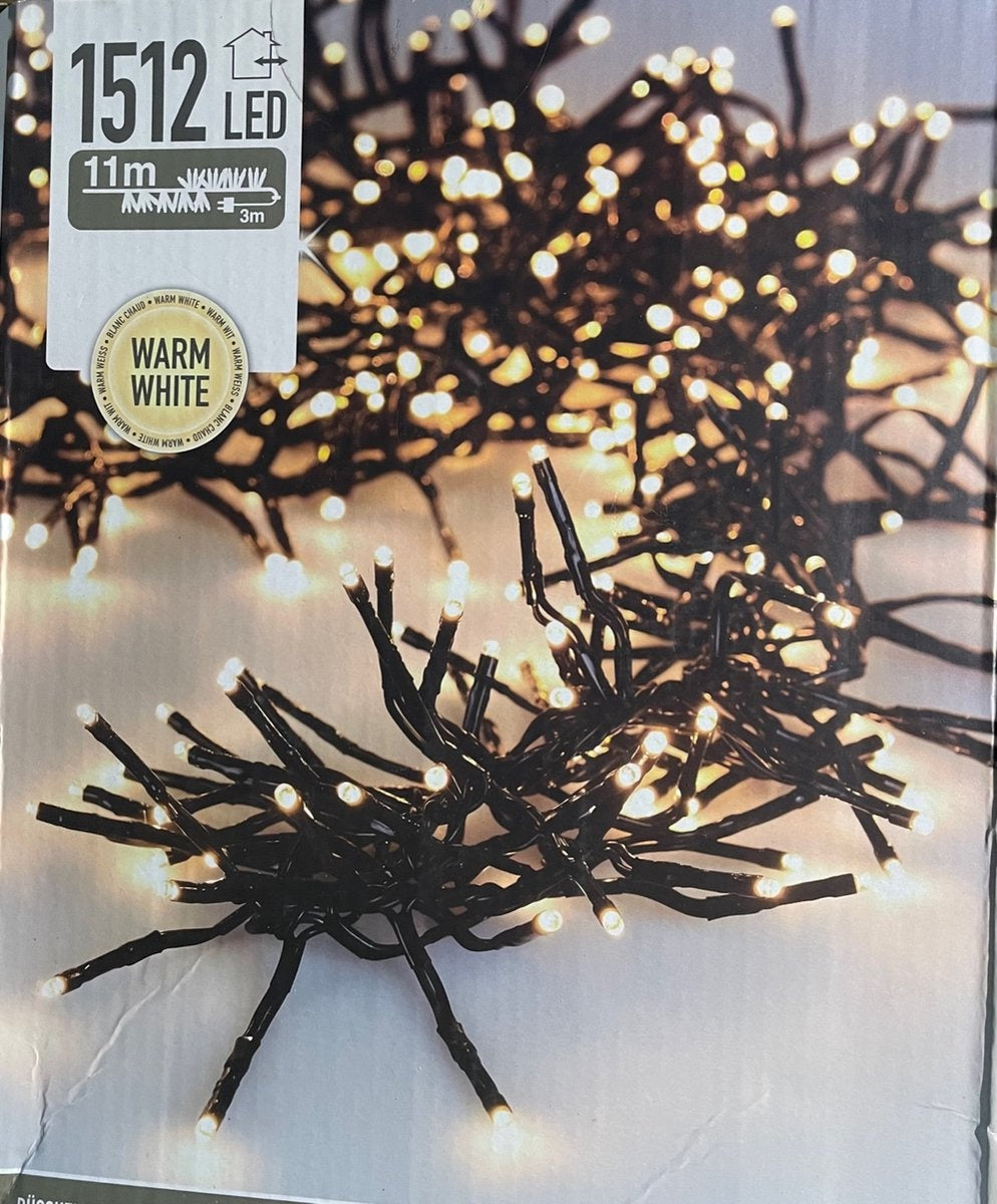 Nampook LED Weihnachtsbeleuchtung Mikrocluster – 1512 LEDs – Innen & Außen – 11 m – Warmweiß