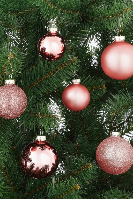 Mica Decorations Weihnachtskugeln-Set – 42 Stück – Ø 7 cm – Glas – Rosa