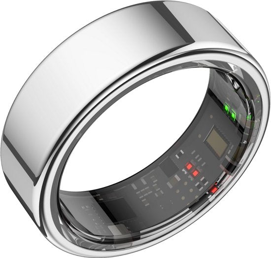Focus® S1 Smart Ring - Silber - Größe 10 - Herzfrequenz - Menstruationszyklus - Schlafüberwachung - Smart Ring - Sport Performance - Schrittzähler -IP68 Wasserdicht - O2 Messung - Frauen - Männer - Wearables - Ladebox - Schutzring