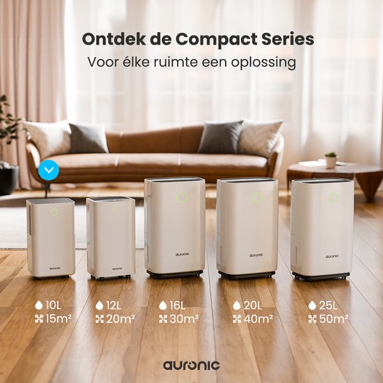 Auronic Luftentfeuchter - Compact Series - 10 l pro Tag - Waschtrockenfunktion - Schlafzimmer, Bad und Wohnzimmer - Weiß