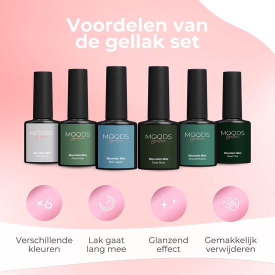 Moods Gellac 6-teiliges Set - Gel-Nagellack Starter Pack - Gel-Nagellack - 8ML - Mountain Mist - Gellac - Nägel - Chic Colours