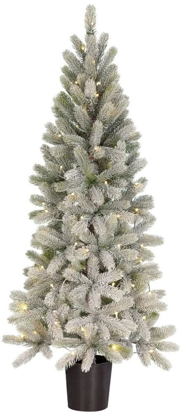 Black Box Trees Nagoya Kunstweihnachtsbaum mit Beleuchtung H120 x Ø60 cm – Weihnachtsbaum mit verschneiten Zweigen – Kunstbaum mit 212 PE-Tannenzweigen – Schlankes Modell Ø60 cm – Grün