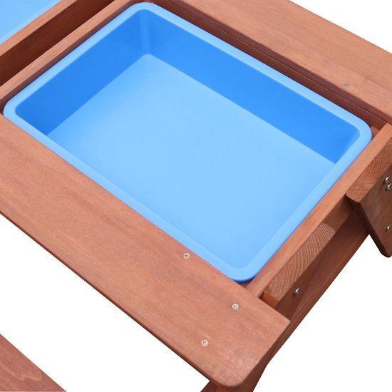 Sunny Dave Zand & Water Picknicktisch in Braun für Kinder – Multifunktionaler Picknicktisch mit 2 herausnehmbaren Kunststoffbehältern – FSC-zertifiziertes Holz