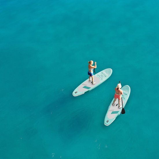 LifeGoods SUP Board All-round Compact - 100 KG Belastbarkeit - 300 x 76 cm - Aufblasbar - SUP-Komplettpaket - Mintgrün