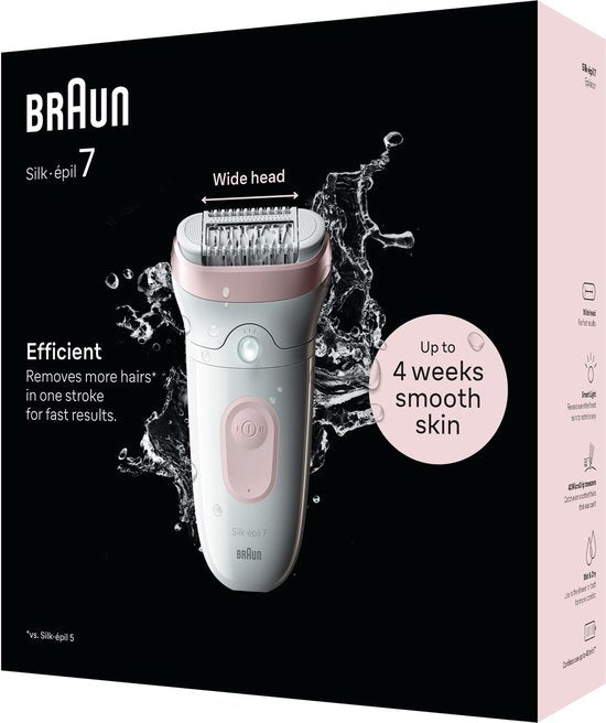 Braun Silk·épil 7 – Epilierer für einfache Haarentfernung – Lang anhaltend glatte Haut – 7-000 – Weiß/Flamingo