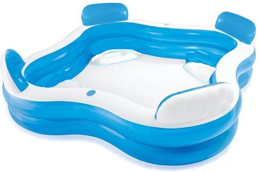 Creative Kids Family Pool - Aufblasbar - Mit 4 Liegestühle - 183 x 183 x 51 cm - Hellblau