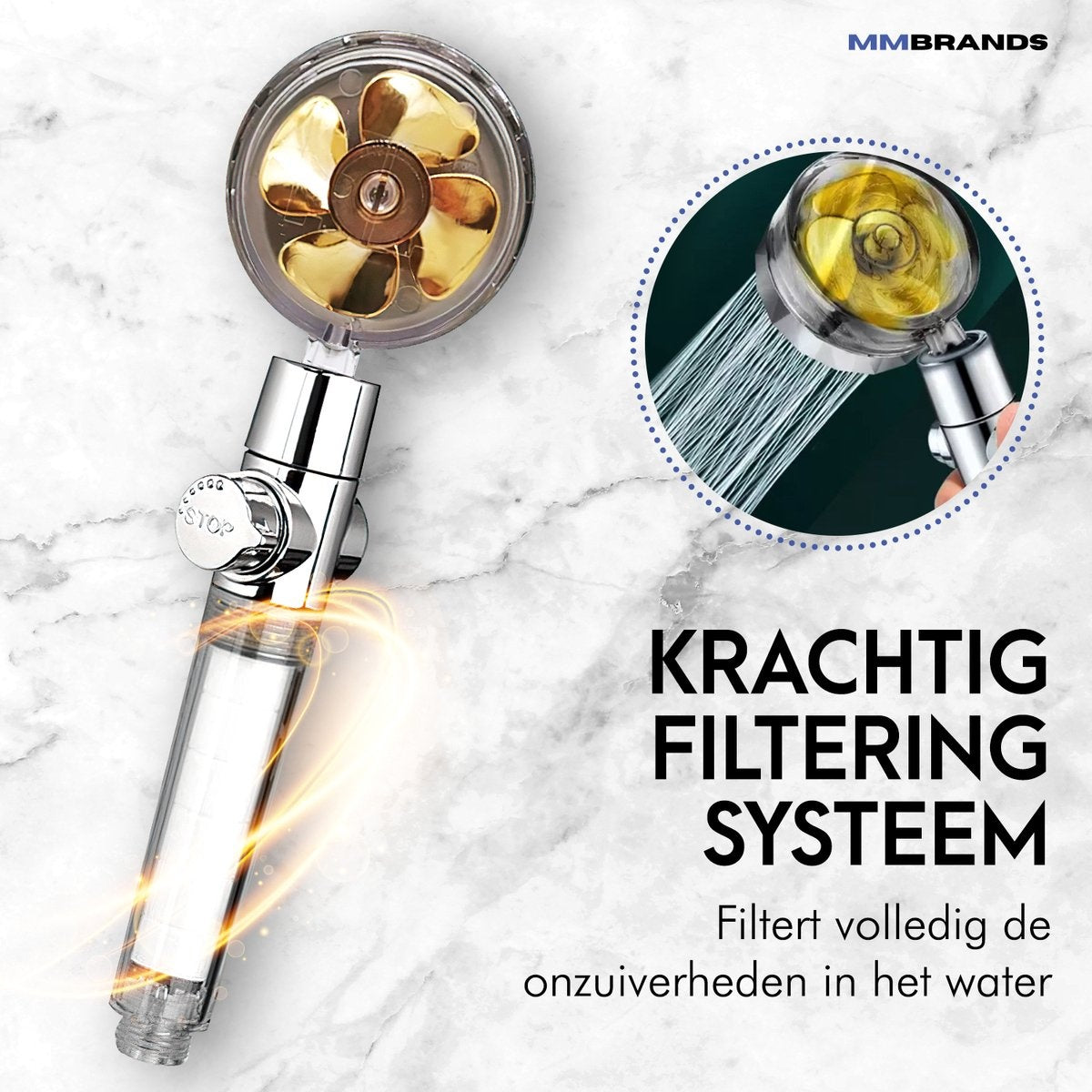 MM Brands Wassersparender Duschkopf - Hochdruck-Handbrause - Regenbrause Wassersparend