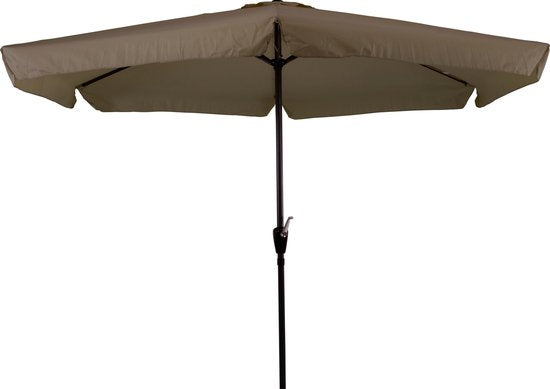 CUHOC Sonnenschirm mit Volants – Taupe-farbener Sonnenschirm – Stabsonnenschirm – 3-Meter-Sonnenschirm – Sonnenschirm mit Windrad – 6-eckiger Sonnenschirm – Leicht einzudrehender Sonnenschirm