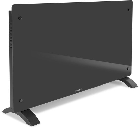 VONROC Luxury electric heater - Konvektorheizung mit Glasscheibe - 1250W/2500W- Beheizt Räume bis zu 30m2 - Gesteuert sowohl mit App (über Wifi) als auch manuell - Einstellbarer Thermostat und Timer - Grau