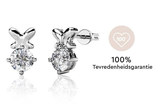 Yolora Damen Ohrringe mit Kalpa Camaka Kristallen - Farbe Silber - 18K Weißgold plattiert - Ohrstecker - Geschenk zum Muttertag