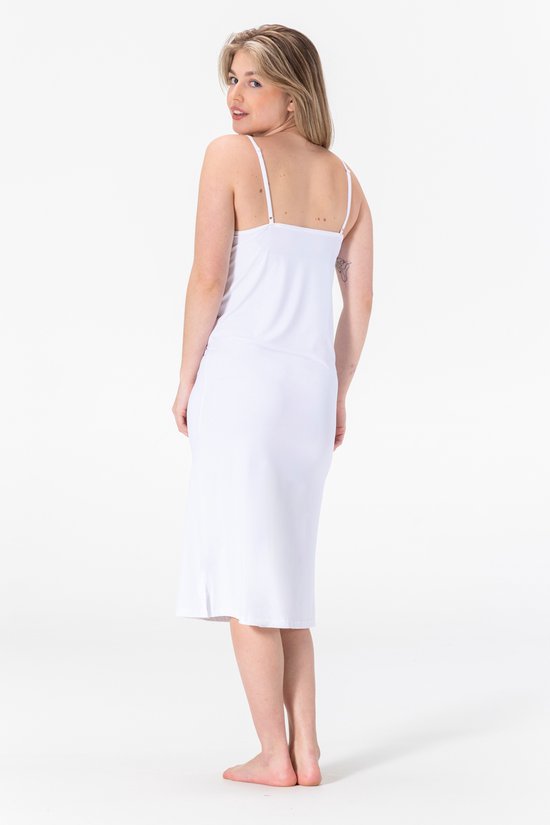 Damen Slip Dress - Nachtkleid - Schlafkleid - Antistatisch - Weiß - Mikrofaser - Lang (120CM) - Größe 2XL/3XL