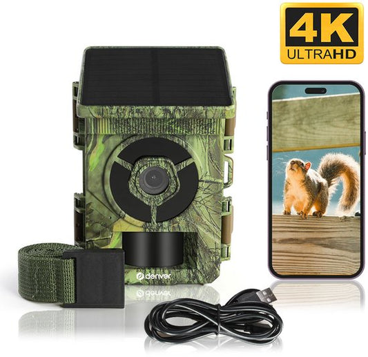 Denver Wildkamera mit Nachtsicht und WLAN – 4K Ultra HD – 48 MP – WLAN – „Trailcam Go“-App – LCD-Bildschirm – Solarbetrieb – WSW8120
