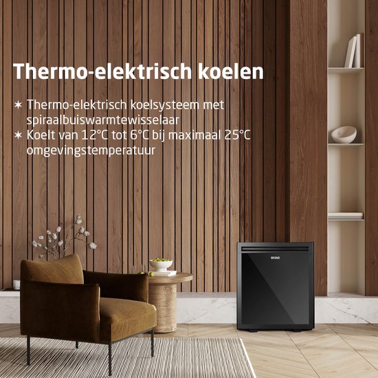 BREND BR-2225 Mini-Kühlschrank Freistehend 30 Liter - Tischkühlschrank mit einstellbarer Temperatur - Minibar mit einstellbarer Türrichtung - Schwarz