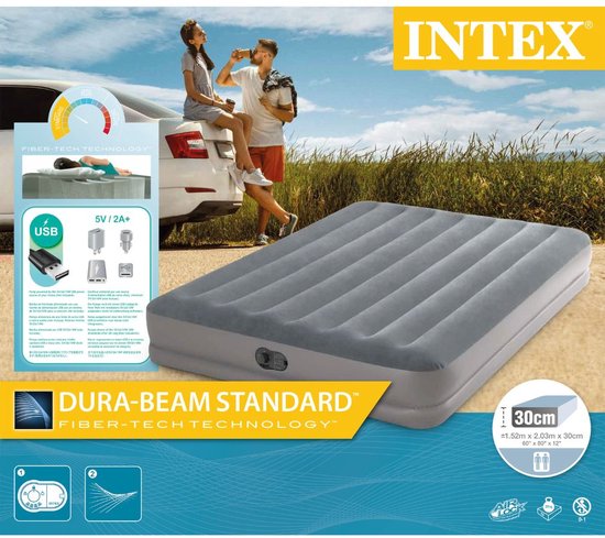 Intex Prestige Mid-Rise Luftbett - Queen size - Eingebaute elektrische Pumpe