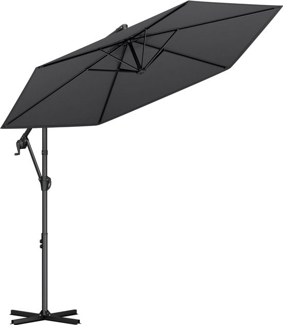 LifeGoods Schwimmender Sonnenschirm - Rund Ø300 cm - UPF 50+ und Wasserdicht - Dunkelgrau