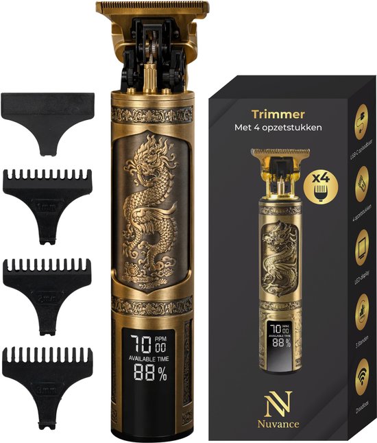 Nuvance - Trimmer Men - LED Display - Inklusive Aufsätze - Barttrimmer und Trimmer Men - Usb C Wiederaufladbar - Clipper