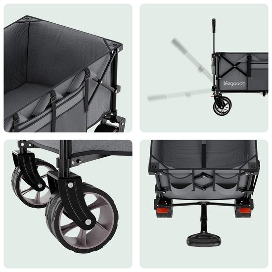 LifeGoods Wagon - XXL - faltbar - 300L - 150KG Tragfähigkeit - Grau