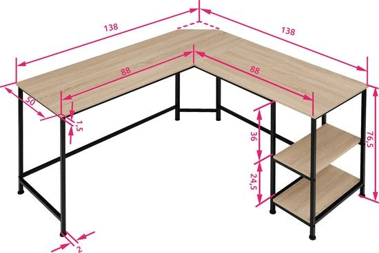 tectake - Schreibtisch Hamilton Industrieleuchte - Eckschreibtisch - 404232