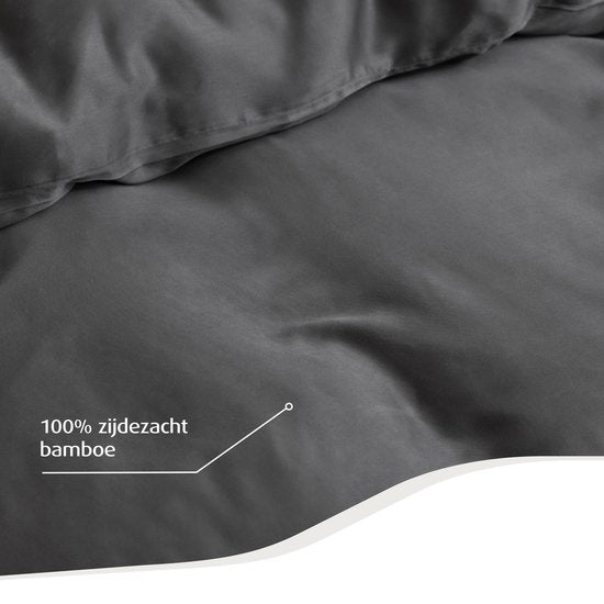 Home by TEMPUR - Topper Spannbetttuch - 90 x 200 x 9 cm - Anthrazit & Bambusfasern - Seidenweich & reizarm - Schlafzimmer & Komfort - Trocknerfest und knitterfrei