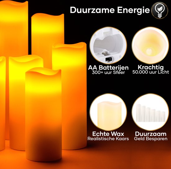 Happy Goods® - 9-teiliges Led-Kerzen-Set - ECHTES WACHS - 2 Fernbedienungen - bewegliche Flamme