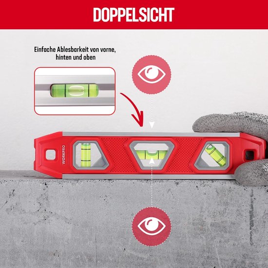 Markenloses Mini-Torpedo-Wasserwaage 23 cm mit 3 Libellen und Magnet