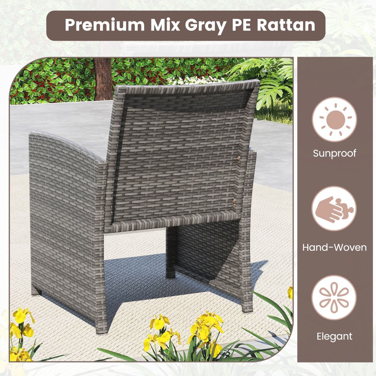 Coast 4-teiliges Gartenmöbel-Set – Rattan-Lounge-Set mit weißen Kissen – Tisch mit Sicherheitsglas – grau