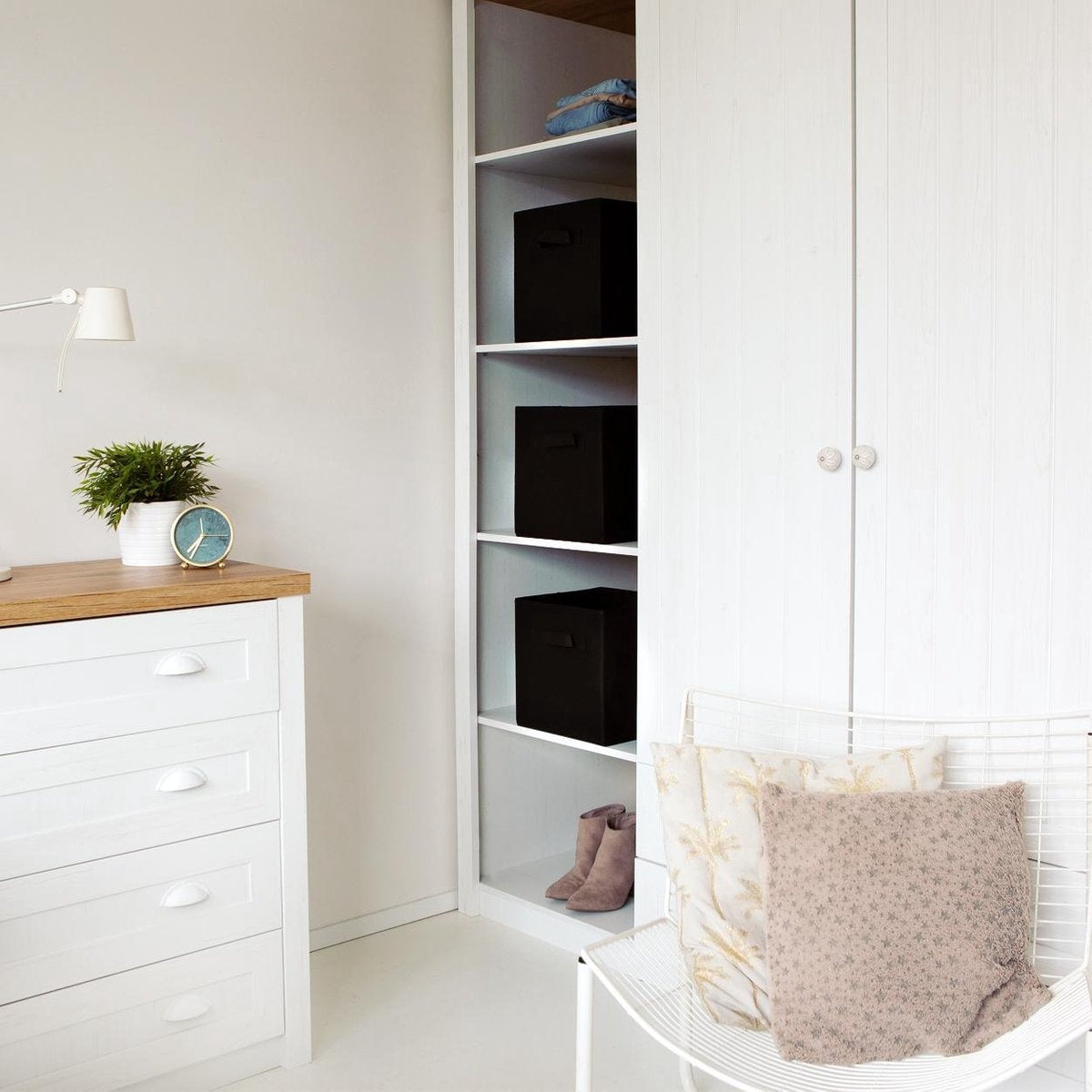 LifeGoods Kleiderschrank-Organisatoren - 6 Stück - 20L - Textil - Schwarz