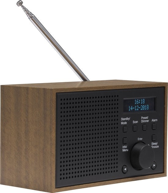 Denver DAB Radio - Retro-Radio - Küchenradio - Tragbares Radio - Batterien & Netz - DAB46 - Darkgrey