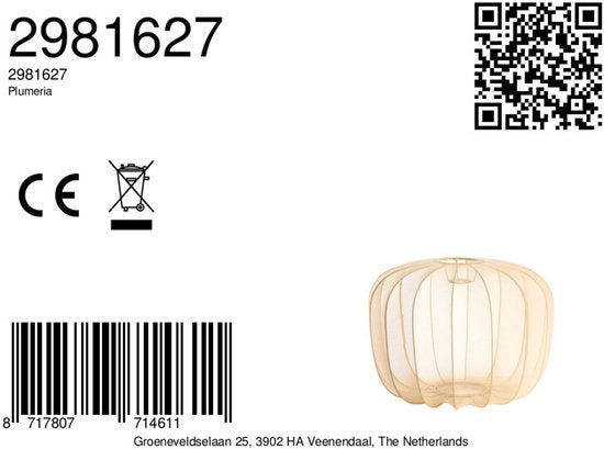 Light & Living – Lampenschirm – Plumeria – beige – Stoff – Ø 50 cm – E27 – 2981627
