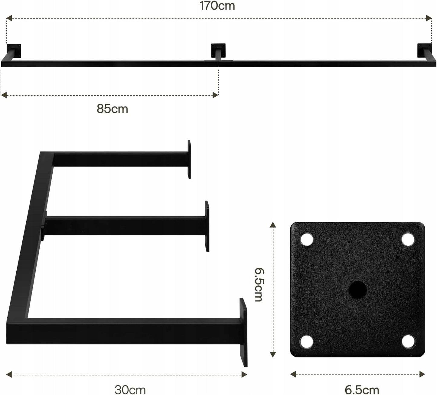 Woltu Wandgarderobe im Industrial-Stil – Schwarz – 170 x 6 x 30 cm