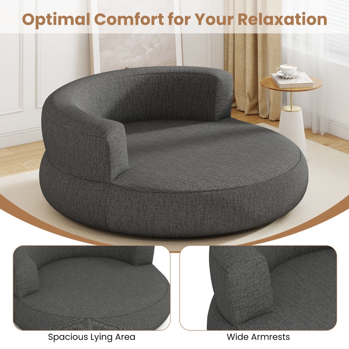 Coast Aufblasbare Couch – ergonomisches Design – abnehmbarer Bezug – grau – 160 x 164 x 61 cm