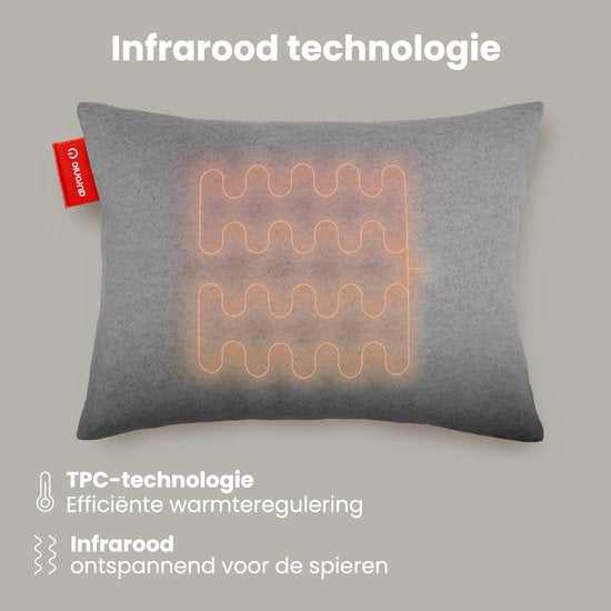 Auronic Heat Pillow - Classic - 45x60 - Kabellos - Wiederaufladbar - Elektrisches Kissen - Infrarot - Grau