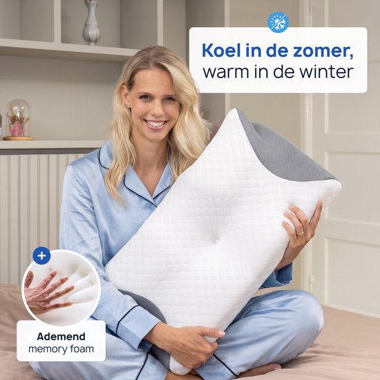 Alyze Anti-Schnarch-Kissen – Für jede Schlafposition – 62 x 37 cm – Kopfkissen – Ergonomisch – Schlaf – Schmetterling – Kissen – Nackenbeschwerden – Memory-Schaum – weiß – Alyze