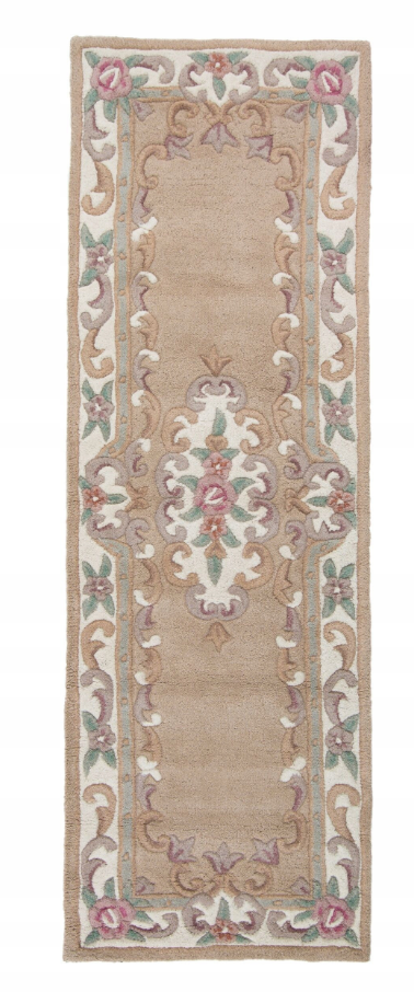 Flair Rugs Lotus Premium Aubusson Fawn Wollteppich 67x210 cm - Beige/Braun