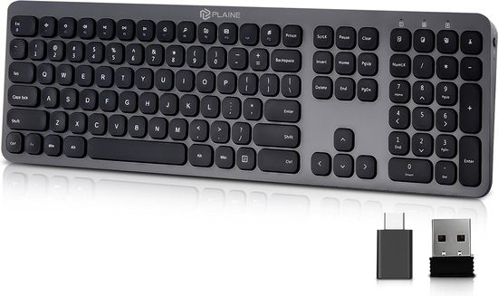 Ergonomische Tastatur - Kabellose Tastatur - Schnurlose Tastatur - USB-C & USB - Leise Tasten - Schwarz/Anthrazit - Geeignet für Windows & Mac